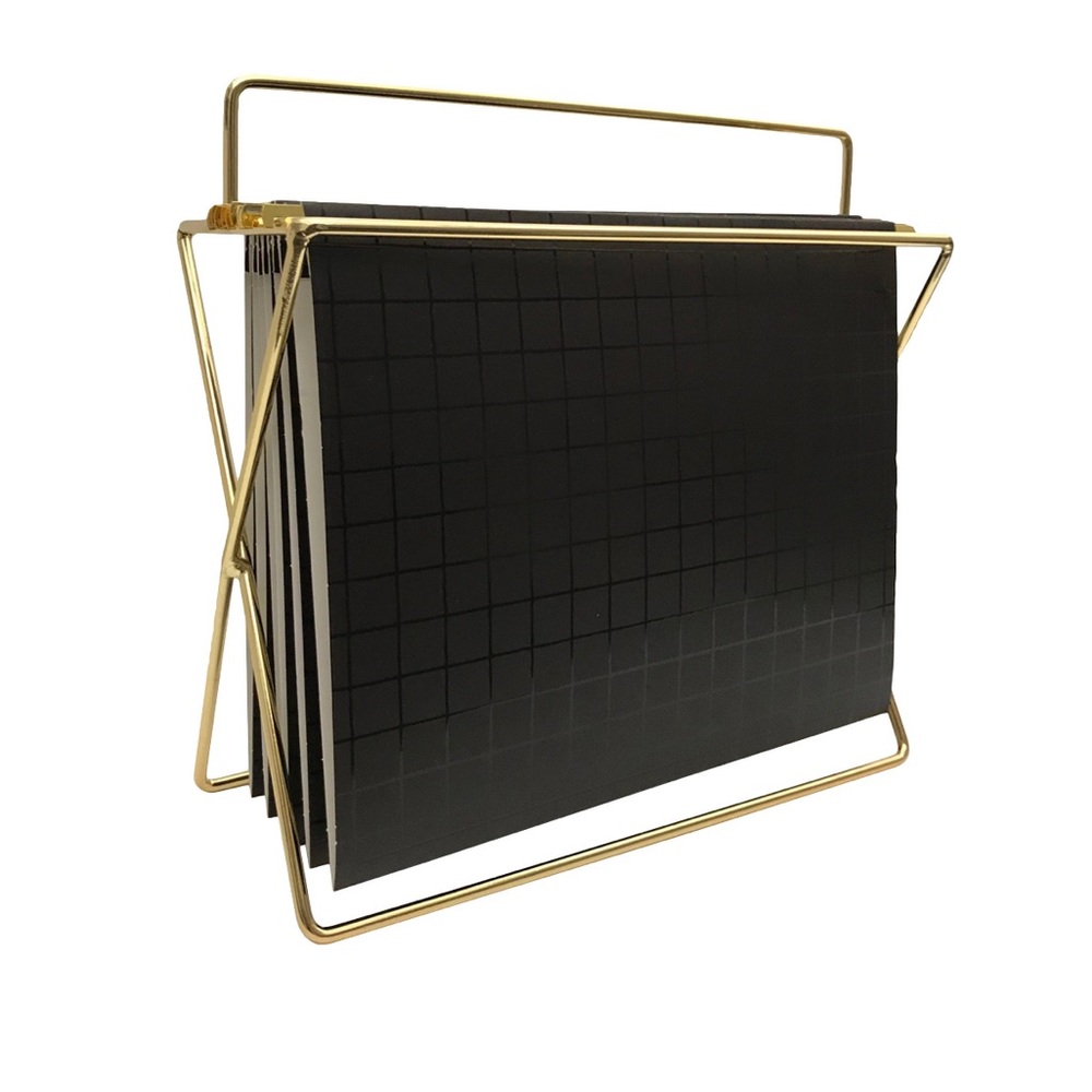 Hanging File Holder with Folders Gold/Black Grid - Project 62